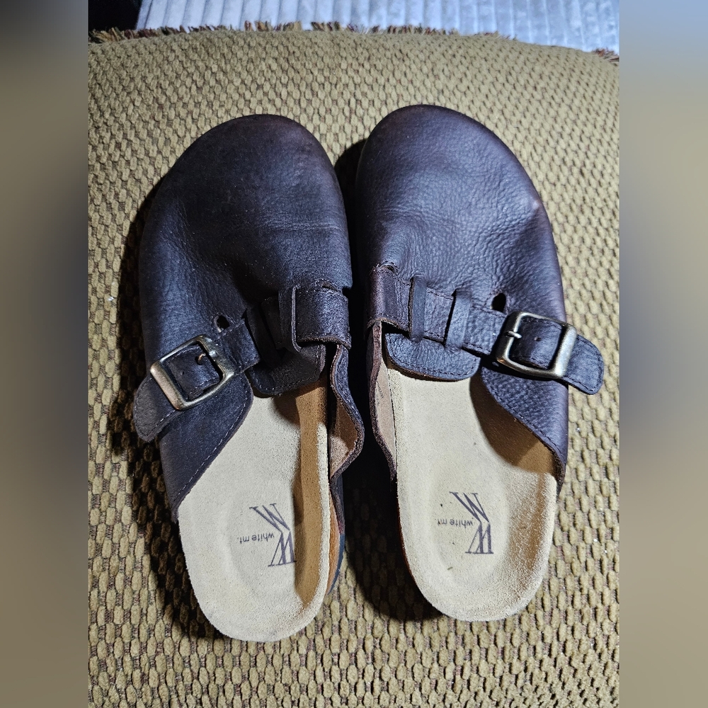 Dark Brown Leather Slip-On Sandals